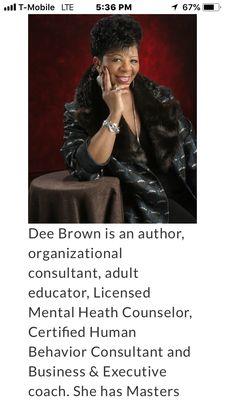 Dariel (Dee) Brown on her "about" page on www.thecornerstonecenter/about