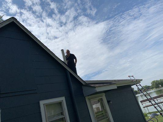 Don posing while inspecting my roof