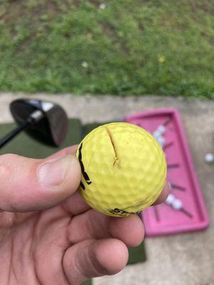 Numerous cracked golf balls. Big waste of money coming here.