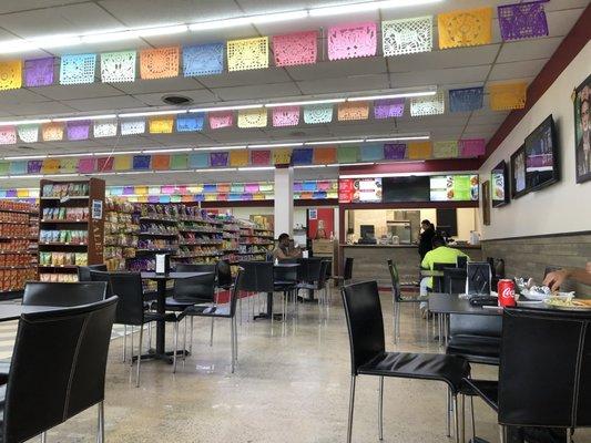 View of the dining area in the carniceria.