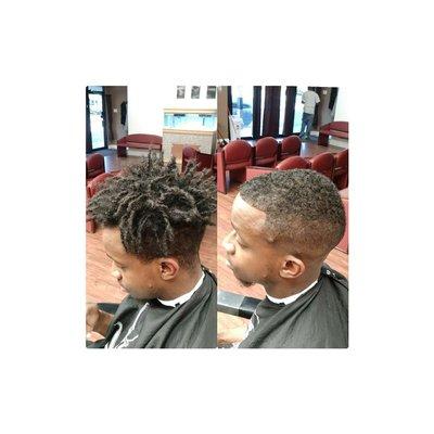 Transformation cut..dreads to a low fade