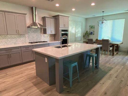 Kitchen plus Island in Grey Shaker