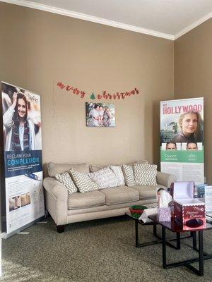 Waiting area. Photo of Dr Pham and his family