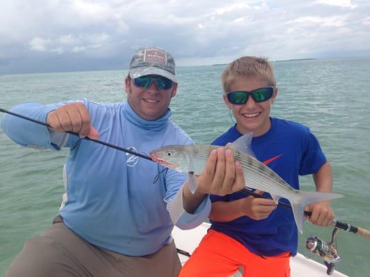 11 year old Trenton with his first ever bonefish.