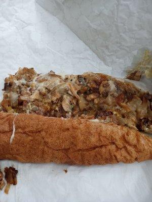 Chicken Cheese Sub on wheat I added mushrooms   Really yummy!