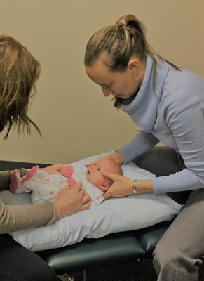 This newborn was born breeched. Dr. Grove checked her and she had a gentle adjustment. Baby's respond great to chiropractic care