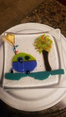 My first creation of fused glass.  I love it. So much fun.