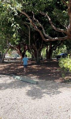 Shaded picnic area.