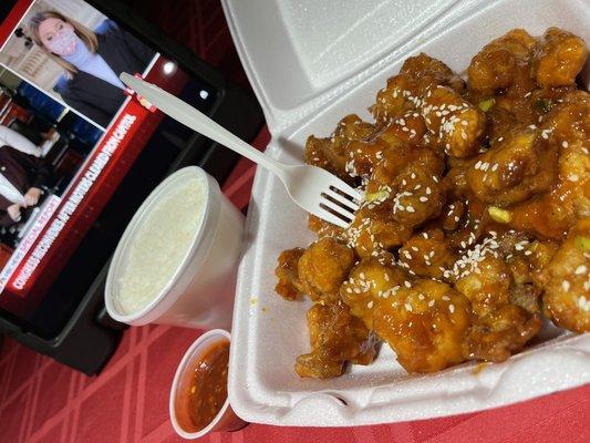 Sesame Chicken with white rice