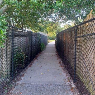 Walk way to one of the neighborhoods