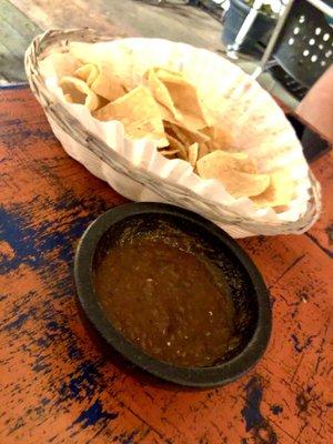 Warm chips and fresh salsa