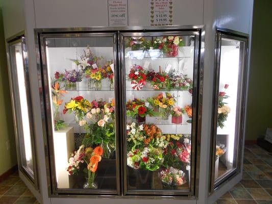 Our cooler is ALWAYS fully stocked with fresh flowers!