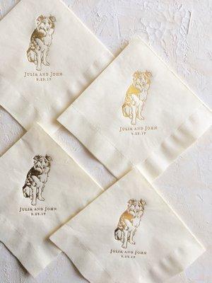 Gold foil press custom pet napkins.