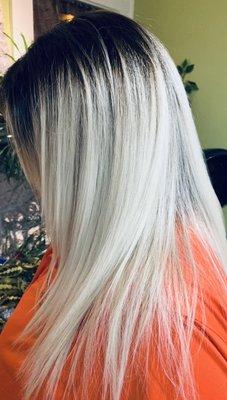 Icy blonde with shadow root