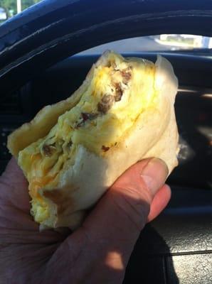 Sausage egg an cheese in a pita