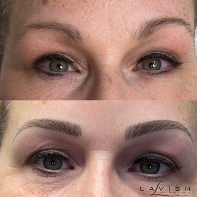 Before and after Microblading, Newly Microbladed eyebrows