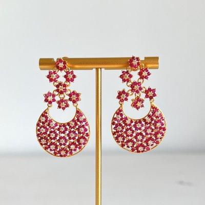 Chandbali Ruby & Cubic Zirconia earrings