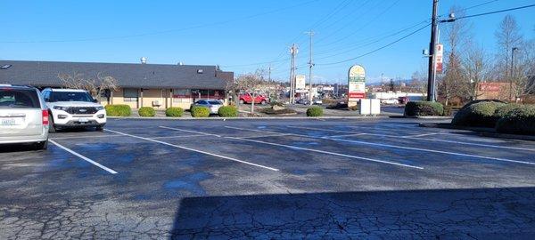 Empty spot sysco driver could have parked.