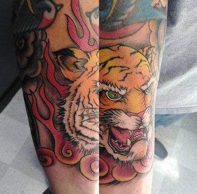 Tiger done by Juan at Red Diamond Tattoo studio