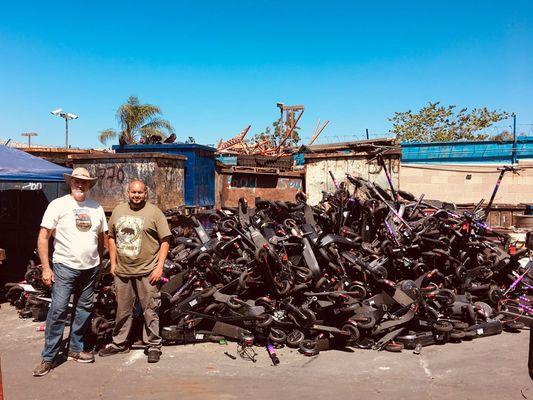 A whole yard of recycled scooters arrived