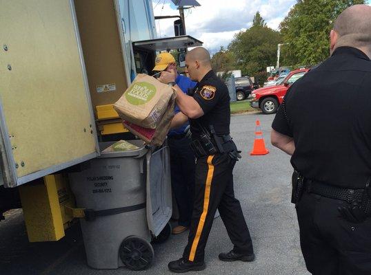 Members of the local Police Department assist at our Community Shred Event