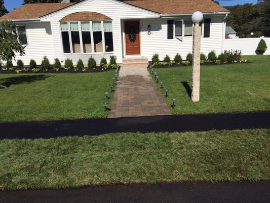 Installed new sod lawn and pavers walkway