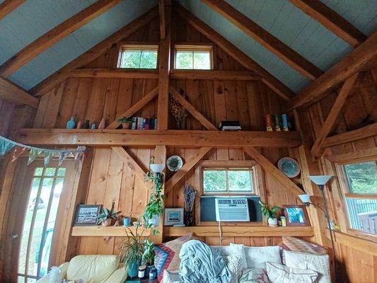 Reading nook in timberframe