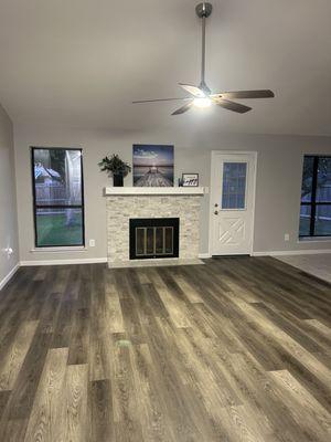 Living room and fireplace remodel