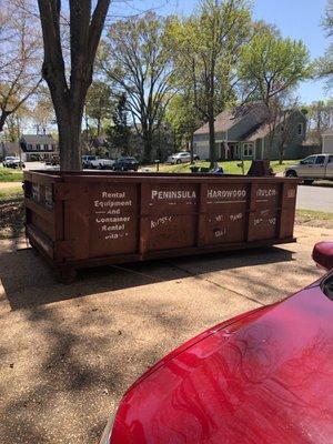 Side view of trash Bin from Peninsula Hardwood and Mulch