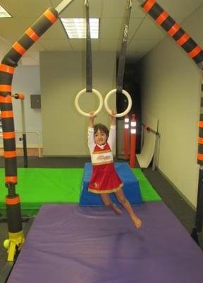 On the rings at San Francisco Gymnastics, in the Fillmore