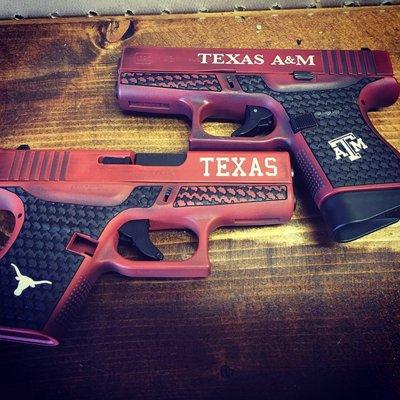 A&M and UT themed glocks