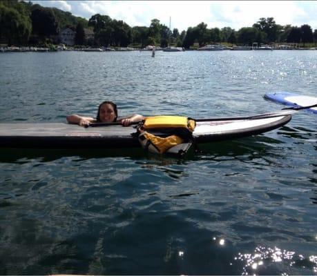 The fun in paddling is not only standing up on the board successfully, but falling in too!!