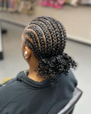 Feed in braids with curly ends