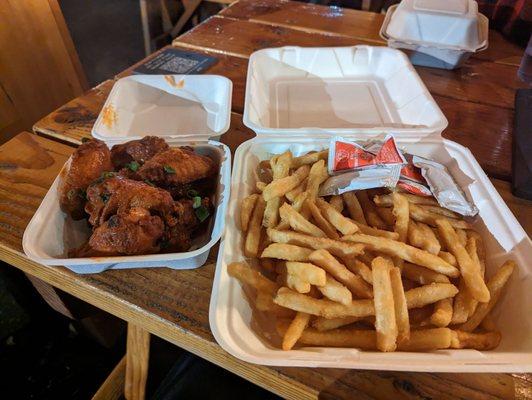 Chicken wings and large fries