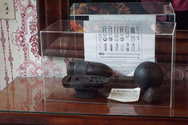 Foyer: display of cannon balls and missiles