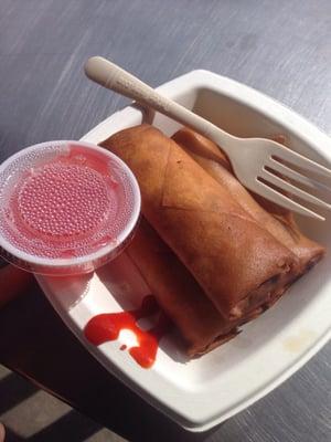 Egg rolls and sweet and sour sauce