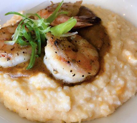 Shrimp and grits with andouille gravy( a lil but more spicy than my liking)