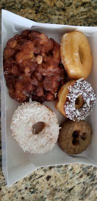 Apple fritter for sure! I like the blueberry cake donut but prefer Shipley's glazed. Didn't try the coconut ones.