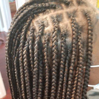 Square part knotless braids