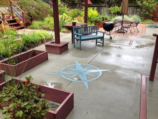 Compass rose embedded into concrete.