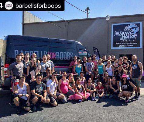 Proud supporters of Barbells for Boobs, the fight against breast cancer, and raising awareness.