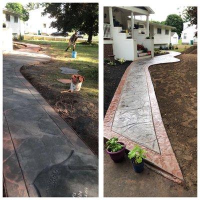 Stamped concrete front walkway