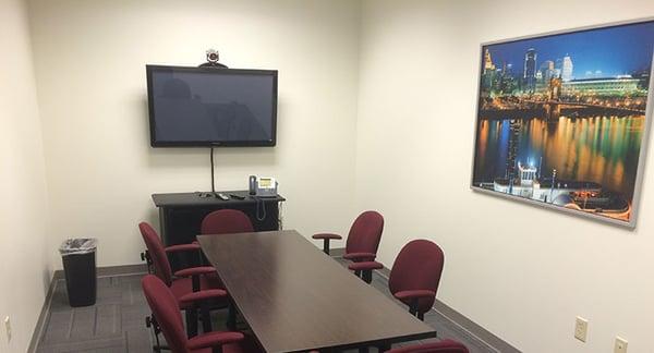 West Chester Ohio court reporters conference room with videoconferencing