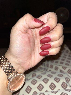 Matte Red almond nails