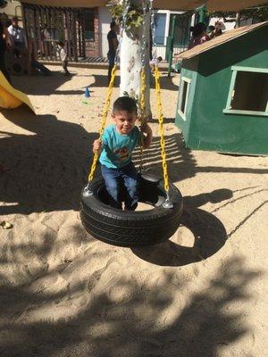 My don on the playground