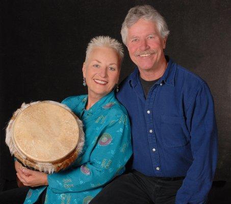 Brown with Barbara Borden, star of "Keeper of the Beat: A Woman's Journey into the Heart of Drumming."