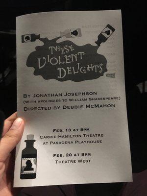 Program cover for These Violent Delights