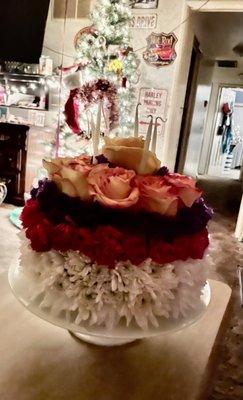 Bday cake floral arrangement