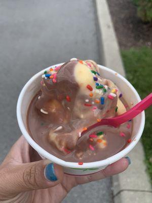 Melted frozen yogurt