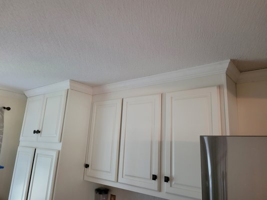 Crown molding installed in a dining room